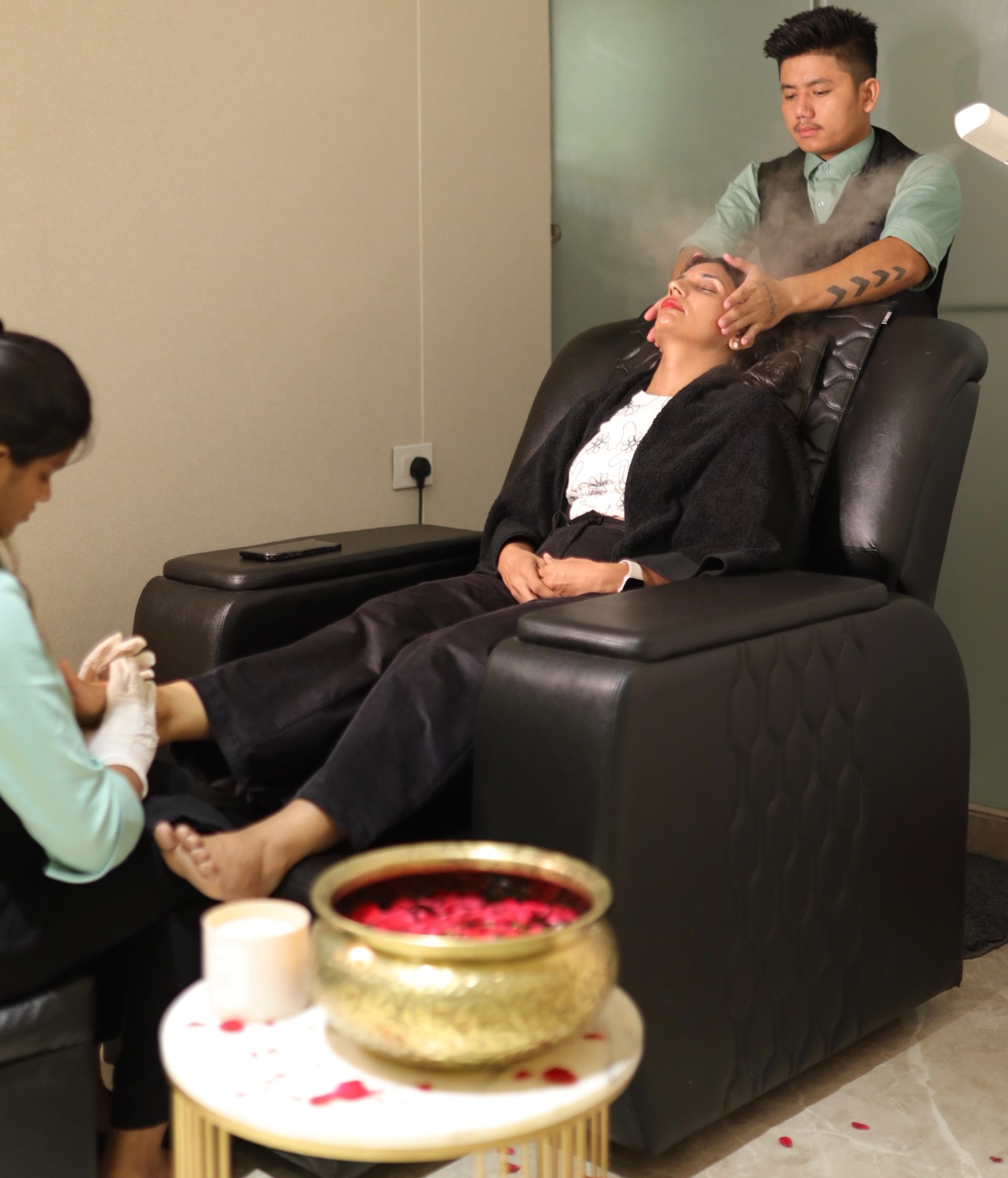 Guest enjoying a Belle Femme treatment